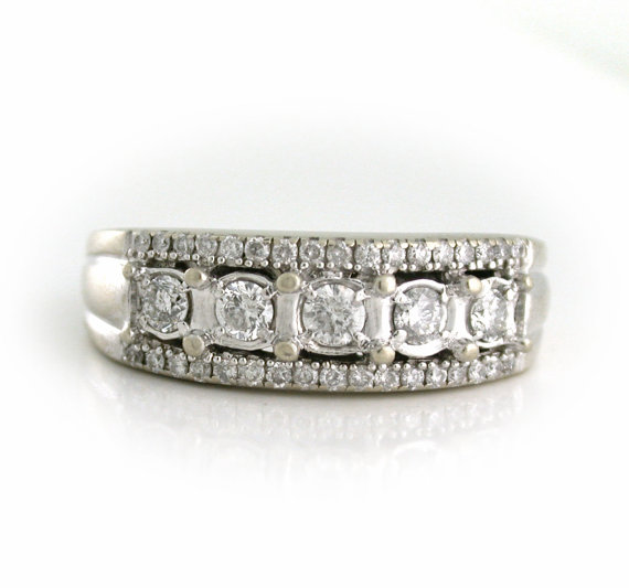 Designer Half Carat Diamond Band Comfort and Style 14k white gold Everyday Glamour